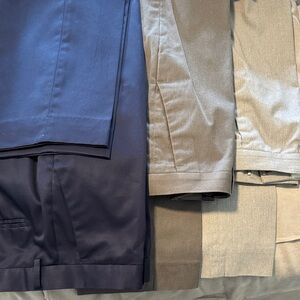 3 x Pairs Express Men's Photographer Dress Pants - Navy Dark Gray & Light Gray